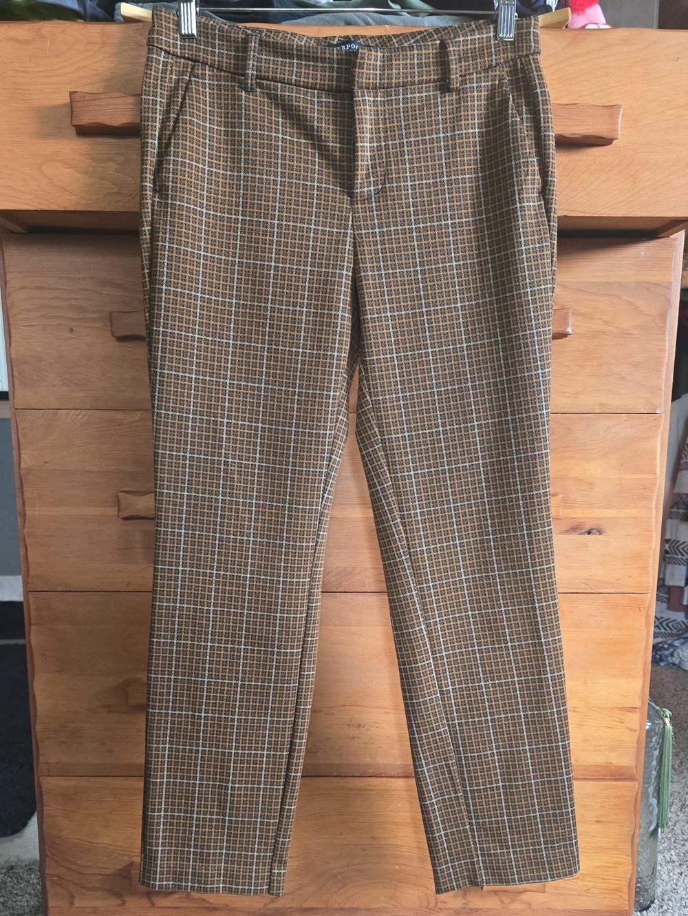 Liverpool Kelsey Trouser Jasper Brown Plaid Stretch Ponte Pants, 4/27